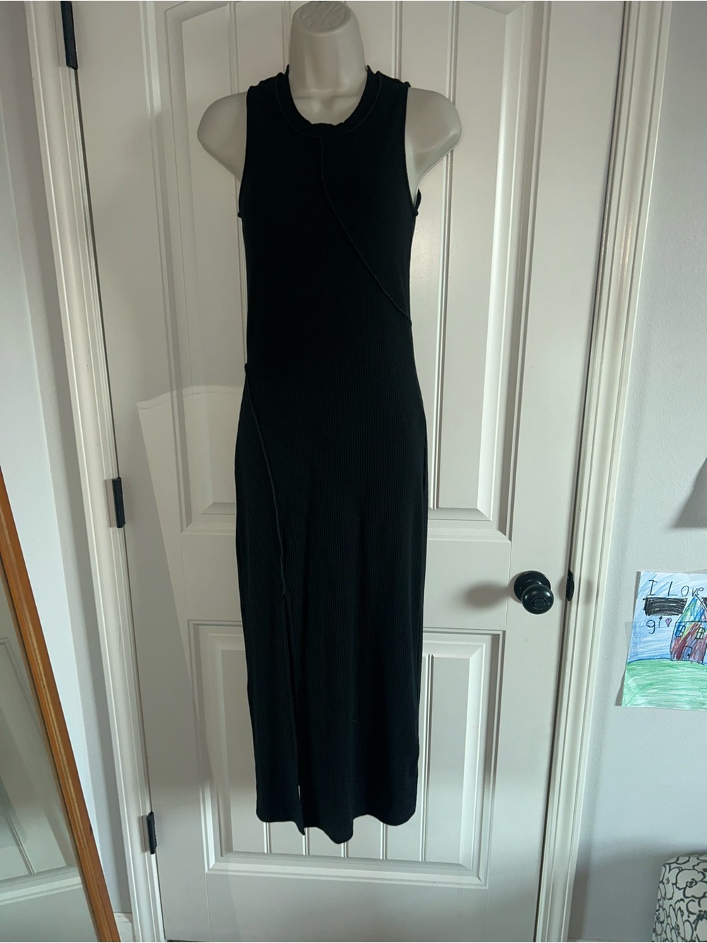 NEW Fifteen Twenty Black Ribbed Maxi Dress Sz S